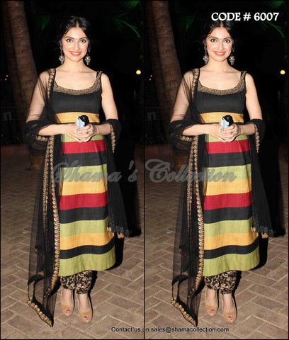 6007 Divya Khosla's black and colorful straight fit dress outfit set