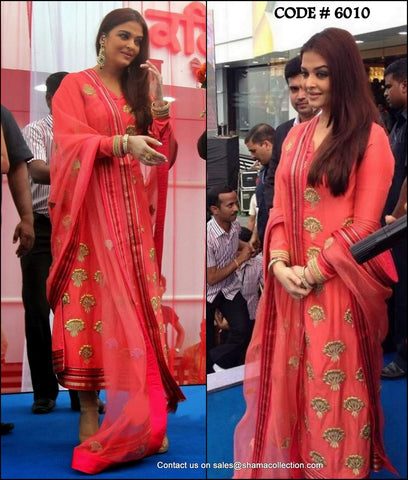 6010 Aishwarya Rai Bachchan red straight fit dress outfit set