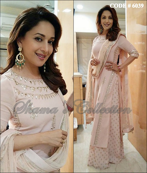 6039 Madhuri Dixit's Blush Palazzo Suit outfit set