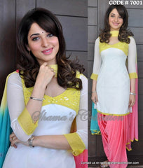 7001 Tamanna's white-pink patiyala outfit set