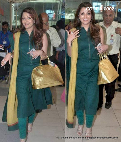 6002 Aishwarya Rai Bachchan's pine green straight fit suit outfit set