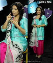 7016 Vidya Balan's skyblue-ranipink patiala outfit set