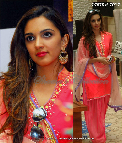 7017 Kiara Advani's coral patiala suit outfit set