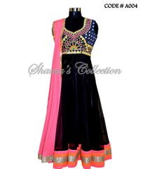 A004 Black mirror work anarkali inspired from Madhuri Dixit Sari