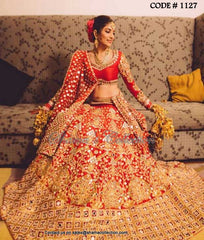 1127 Shubhika Sharma's red bridal mirror work lehenga Outfit Sets